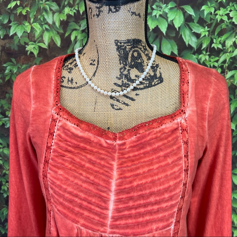 SOFT SURROUNDINGS Bohemian Festival Pumpkin Embellished Long Sleeve Tee, XS - Picture 3 of 12